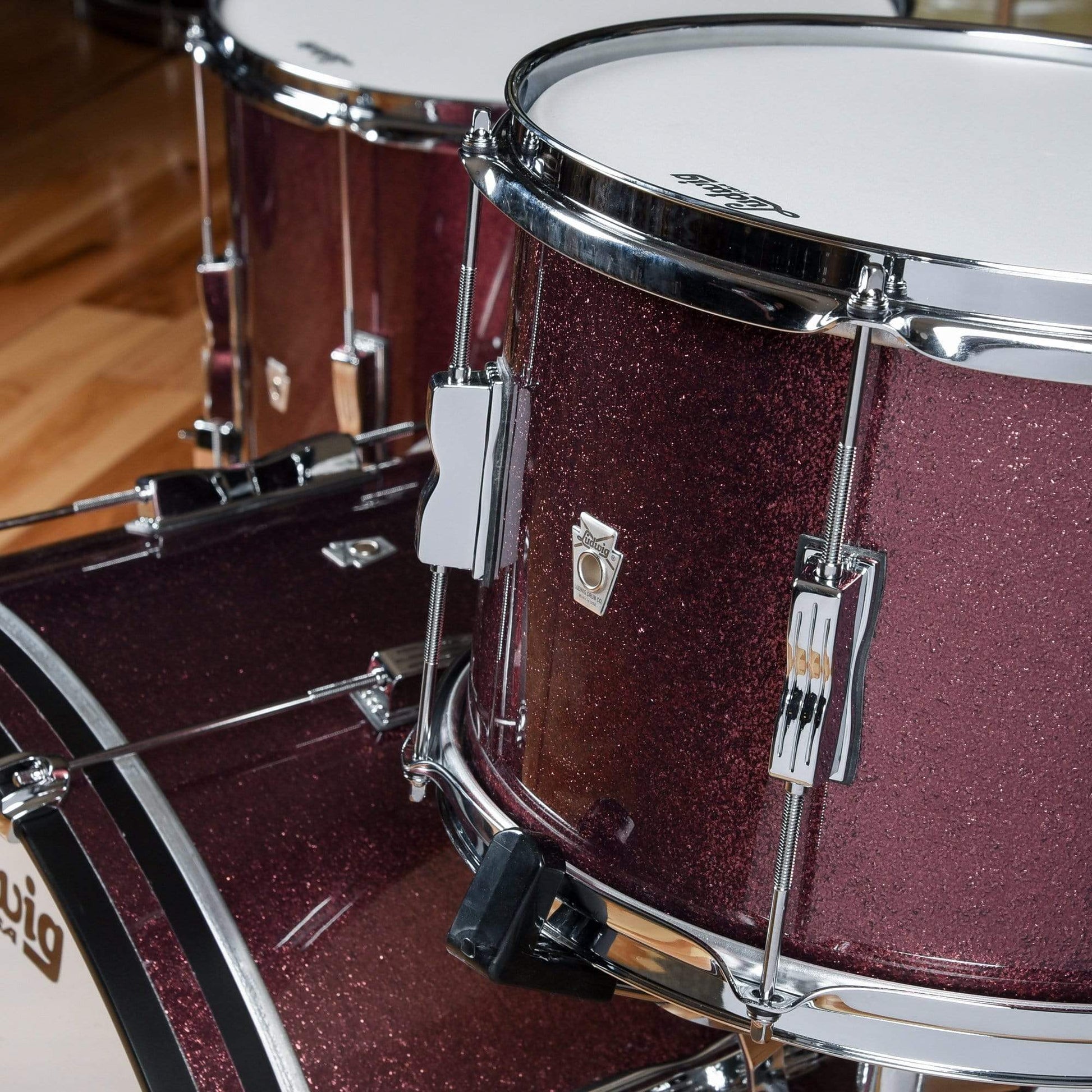 Ludwig Club Date 13/16/24 3pc. Drum Kit Burgundy Mist w/Bowtie Lugs & White Interior (CDE Exclusive) Drums and Percussion / Acoustic Drums / Full Acoustic Kits