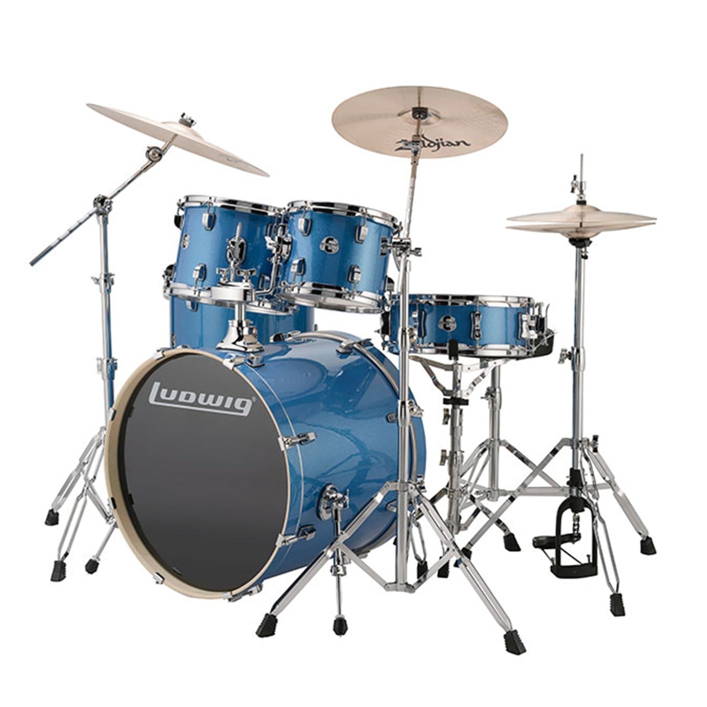 Ludwig Element Evolution 10/12/16/22/5x14 5pc. Drum Kit Blue Sparkle w/Hardware & Zildjian ZBT Cymbals Drums and Percussion / Acoustic Drums / Full Acoustic Kits