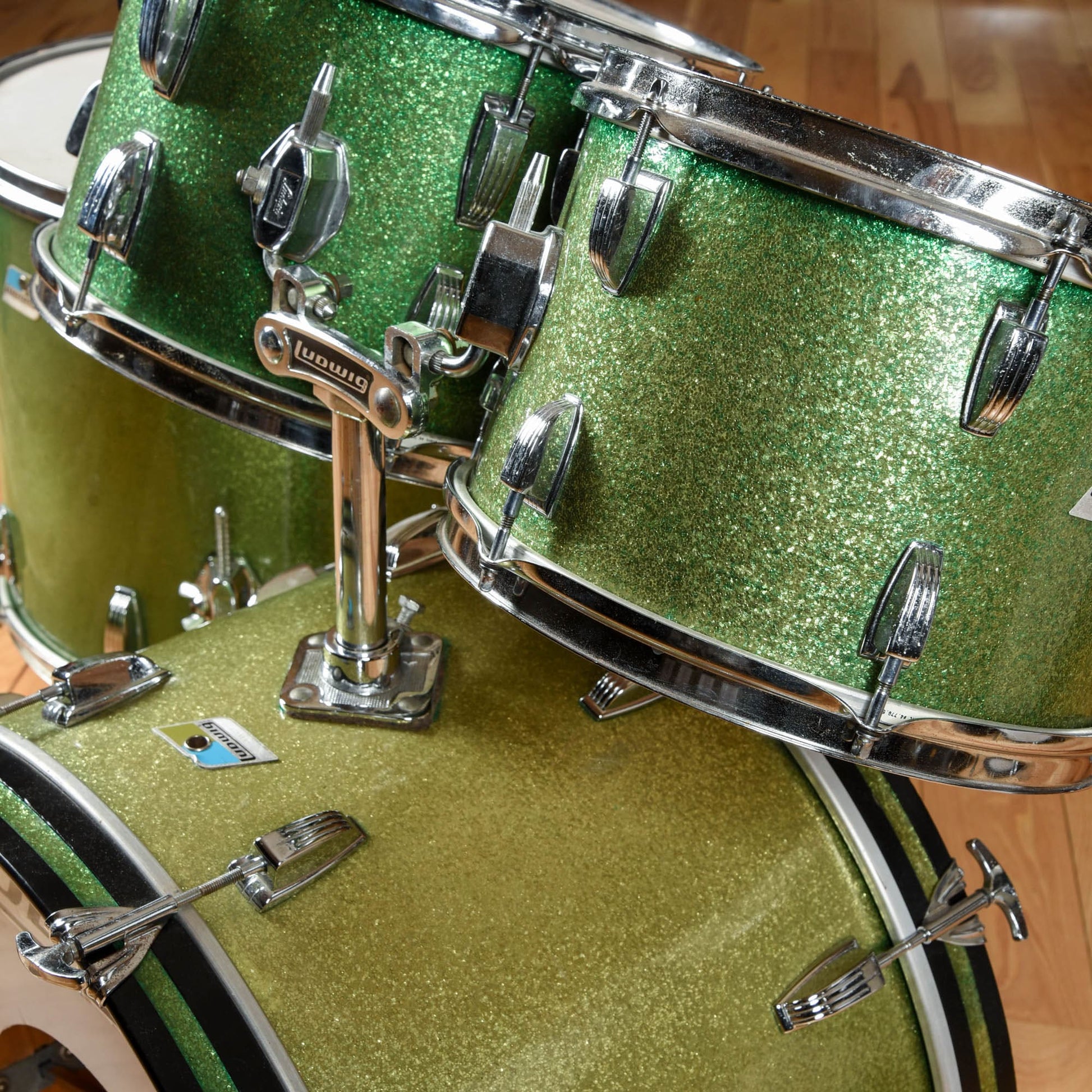 Ludwig Ludwig 12/13/16/22 1970's 4pc Drum Kit Green Sparkle Drums and Percussion / Acoustic Drums / Full Acoustic Kits