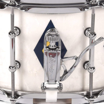 Ludwig 6.5x14 110th Anniversary Legacy Mahogany Snare Drum White w/Diamond Flash Inlay Drums and Percussion / Acoustic Drums / Snare