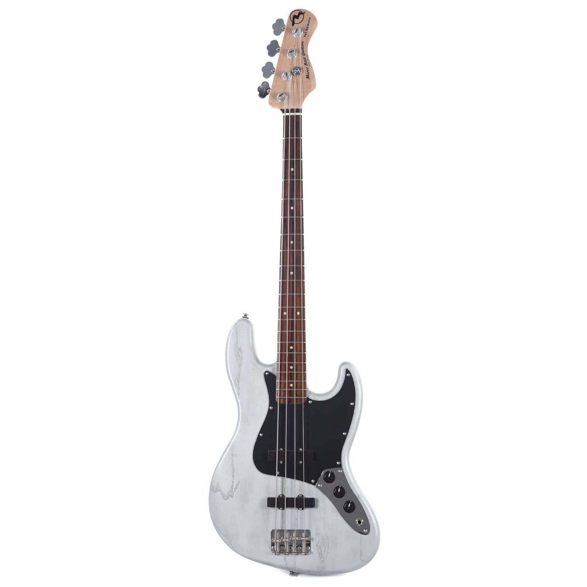 Marco Bass Guitars N1 4-String Silver w/Black Pickguard Bass Guitars / 4-String