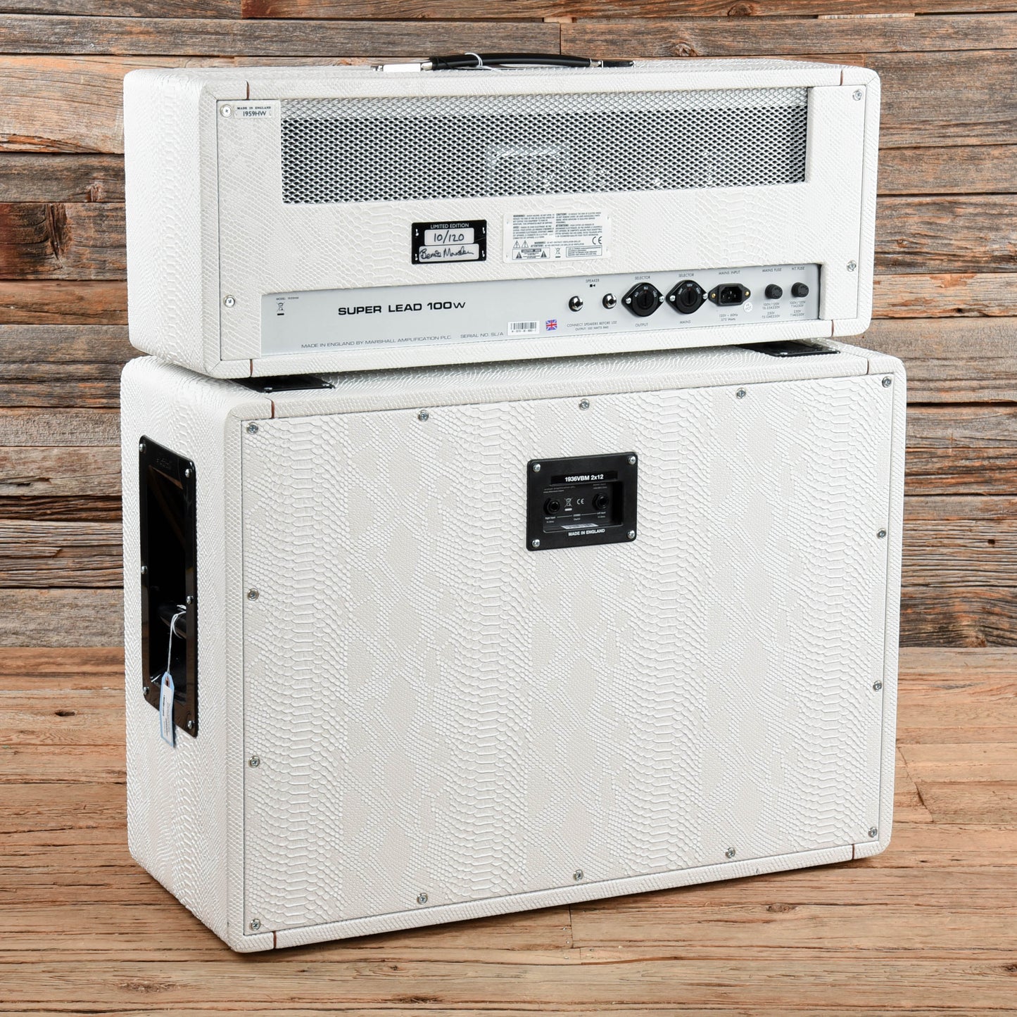 Marshall 1959HWBM Bernie Marsden Signature Head w/Matching 2x12 Cabinet White Snakeskin 2019 Amps / Guitar Heads