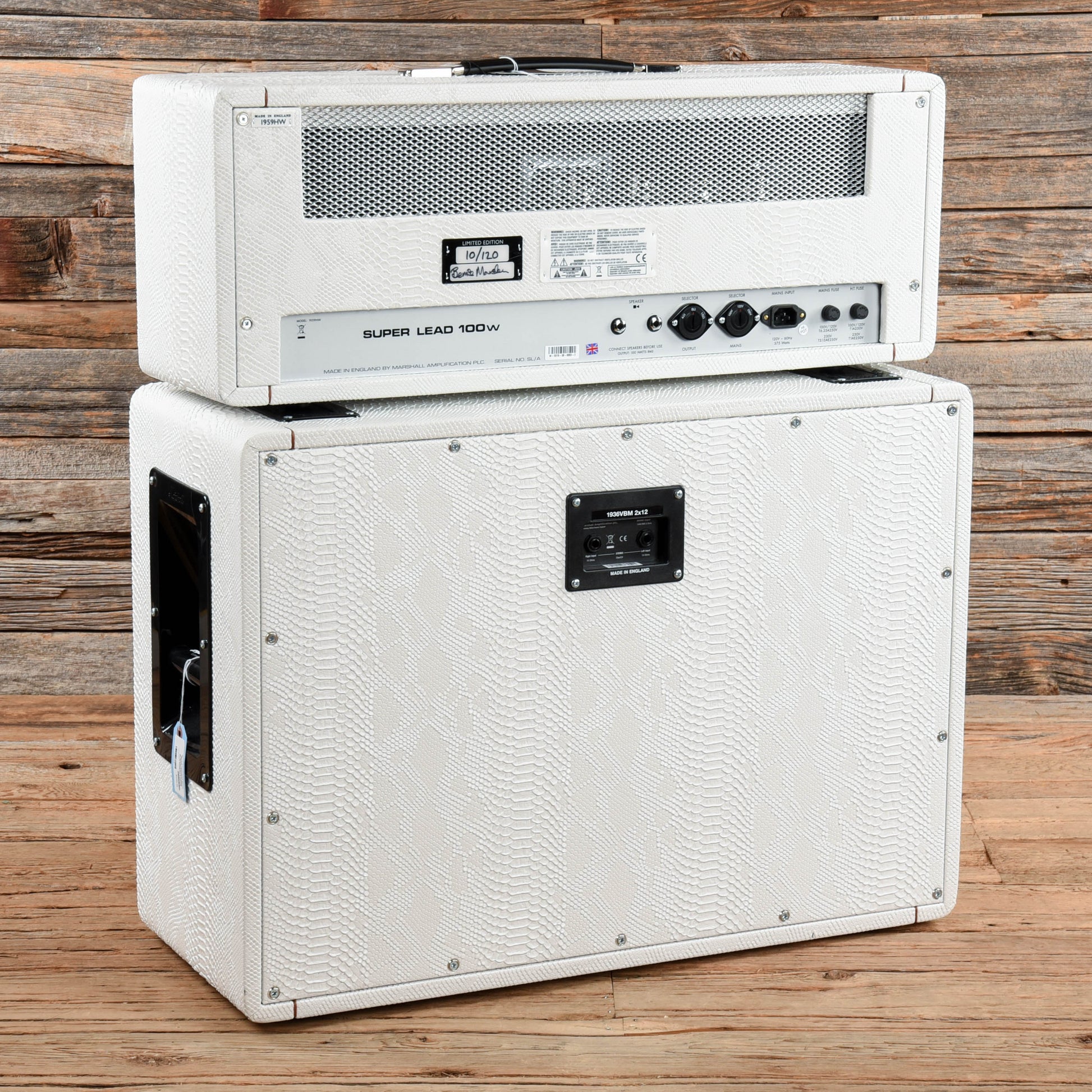 Marshall 1959HWBM Bernie Marsden Signature Head w/Matching 2x12 Cabinet White Snakeskin 2019 Amps / Guitar Heads