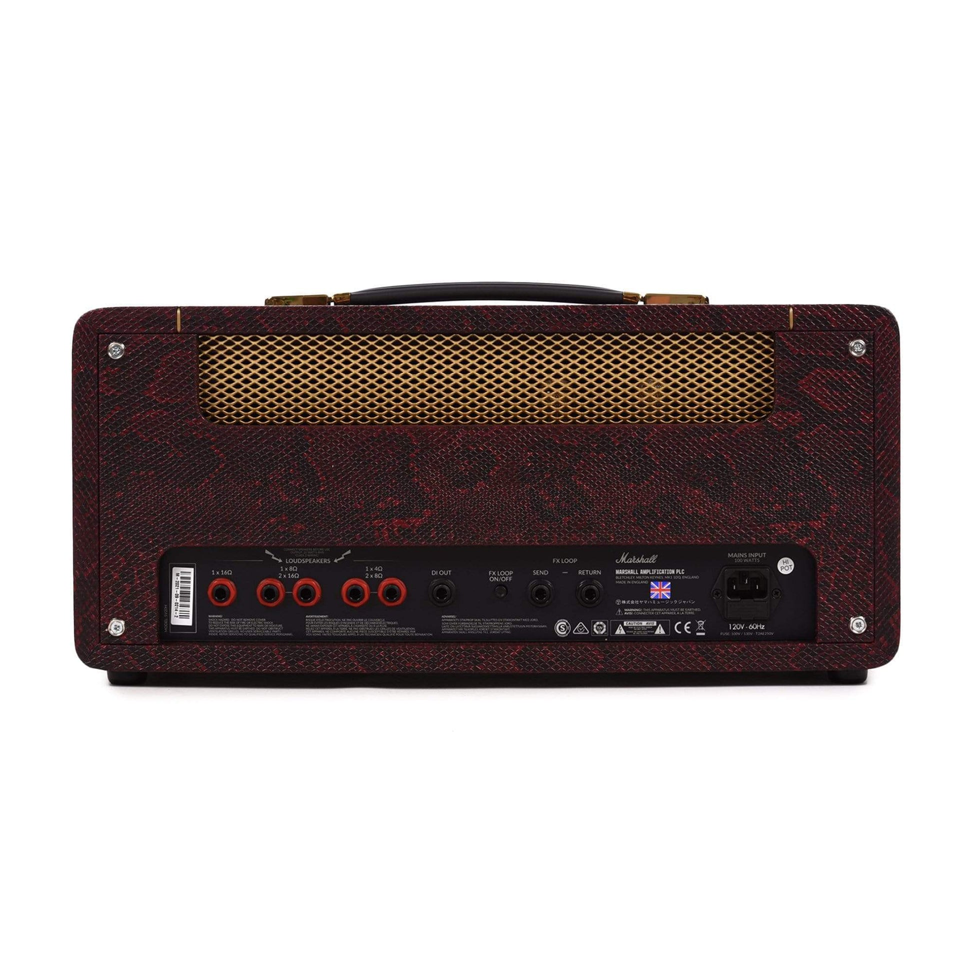 Marshall Limited Edition SV20H Studio Vintage Black & Red Snakeskin 20W All-Valve Plexi Head w/FX Loop & DI Amps / Guitar Heads