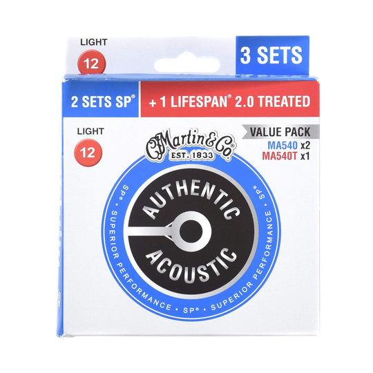 Martin Authentic Acoustic Acoustic MA540 & MA540T 3-Pack Accessories / Strings / Guitar Strings