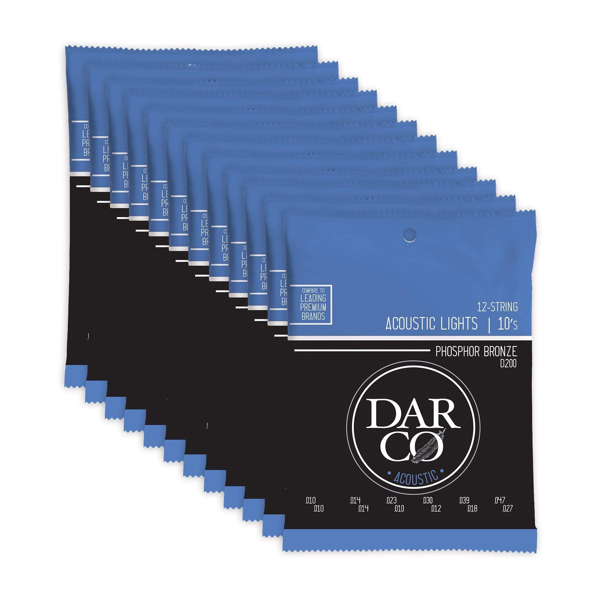 Martin D200 Darco Acoustic 92/8 Phosphor Bronze 12-String Lights 10-47 12 Pack Bundle Accessories / Strings / Guitar Strings