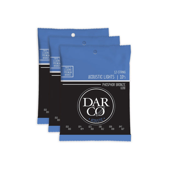 Martin D200 Darco Acoustic 92/8 Phosphor Bronze 12-String Lights 10-47 3 Pack Bundle Accessories / Strings / Guitar Strings