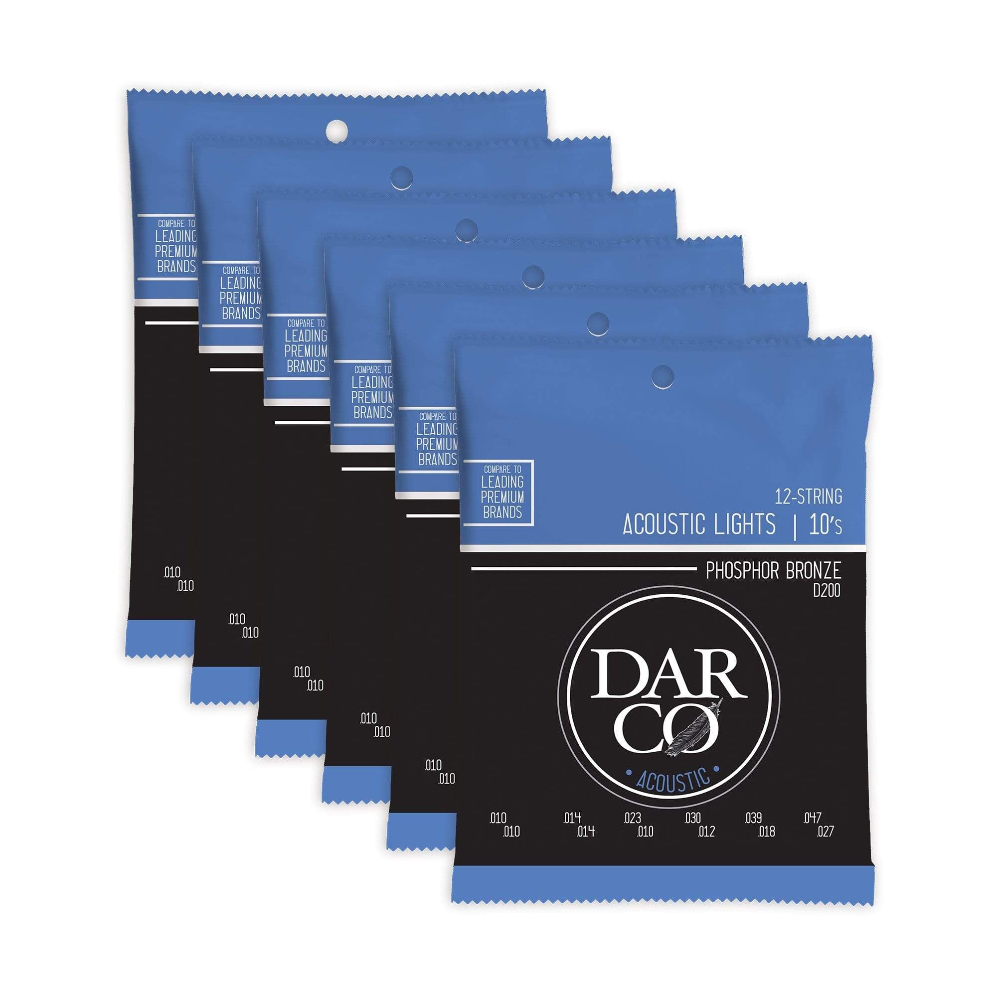 Martin D200 Darco Acoustic 92/8 Phosphor Bronze 12-String Lights 10-47 6 Pack Bundle Accessories / Strings / Guitar Strings