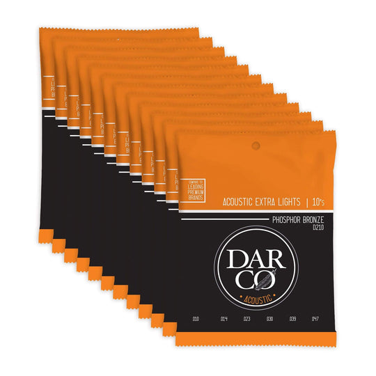 Martin D210 Darco Acoustic 92/8 Phosphor Bronze Extra Lights 10-47 12 Pack Bundle Accessories / Strings / Guitar Strings