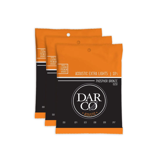Martin D210 Darco Acoustic 92/8 Phosphor Bronze Extra Lights 10-47 3 Pack Bundle Accessories / Strings / Guitar Strings