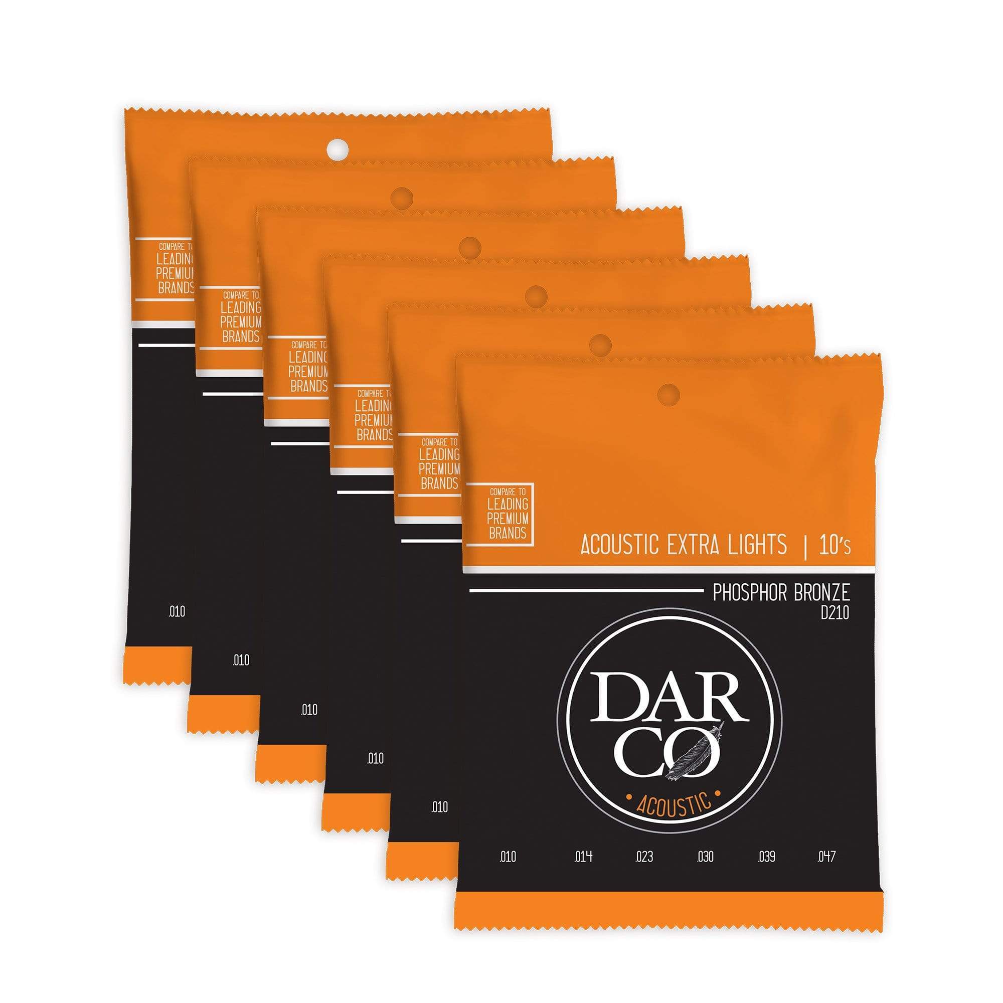 Martin D210 Darco Acoustic 92/8 Phosphor Bronze Extra Lights 10-47 6 Pack Bundle Accessories / Strings / Guitar Strings