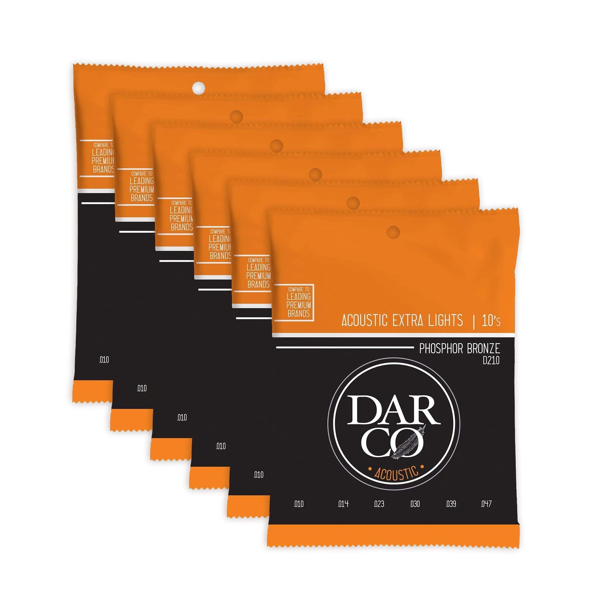 Martin D210 Darco Acoustic 92/8 Phosphor Bronze Extra Lights 10-47 6 Pack Bundle Accessories / Strings / Guitar Strings