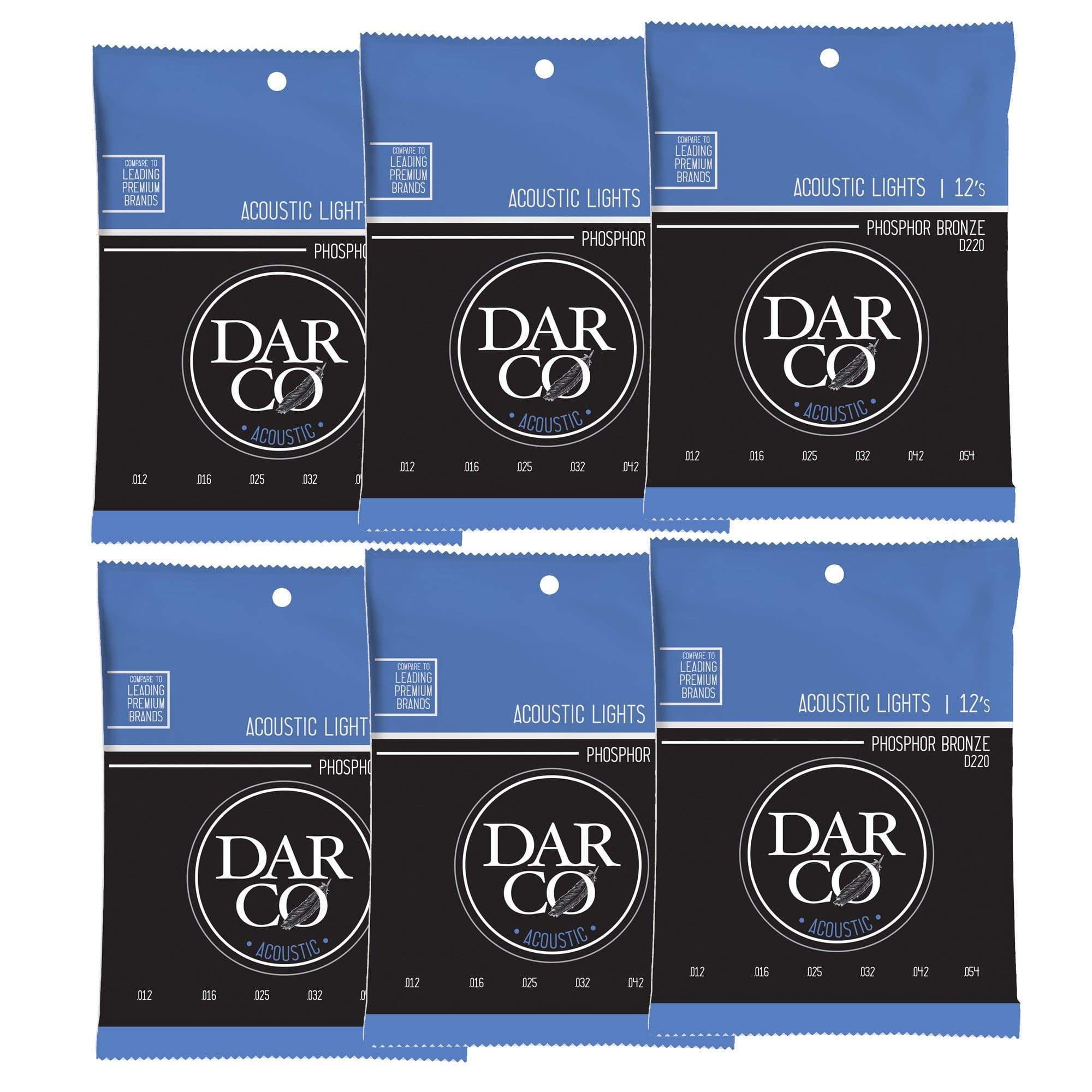 Martin D220 Darco Acoustic 92/8 Phosphor Bronze Lights 12-54 (6-Pack Bundle) Accessories / Strings / Guitar Strings