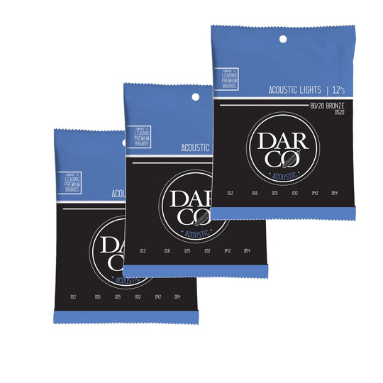 Martin D520 Darco Acoustic 80/20 Bronze Lights 12-54 (3-Pack Bundle) Accessories / Strings / Guitar Strings