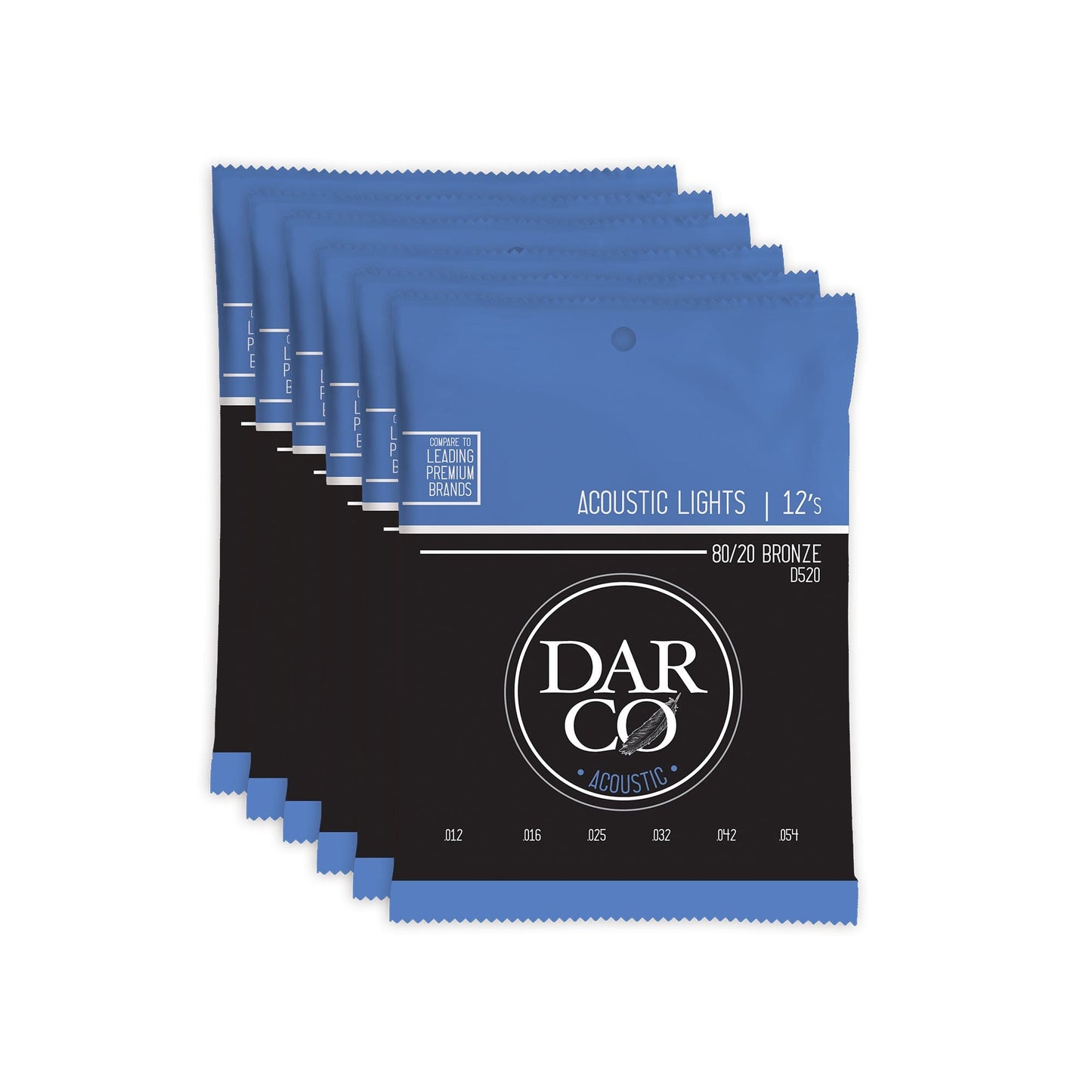 Martin D520 Darco Acoustic 80/20 Bronze Lights 12-54 (6-Pack Bundle) Accessories / Strings / Guitar Strings