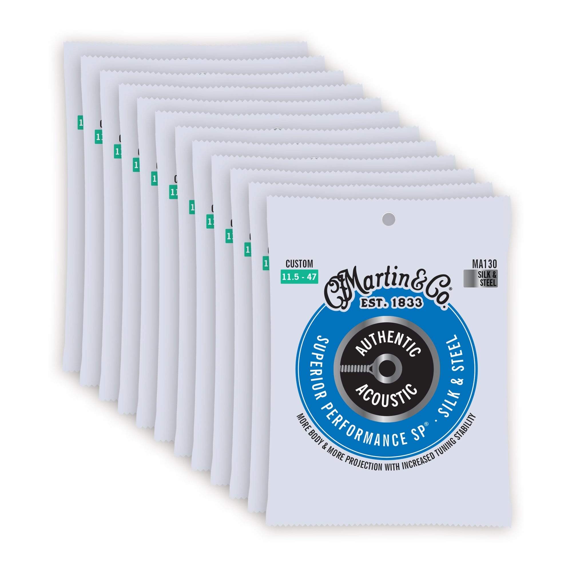 Martin MA130 Authentic Acoustic SP Silk & Steel Custom 11.5-47 12 Pack Bundle Accessories / Strings / Guitar Strings