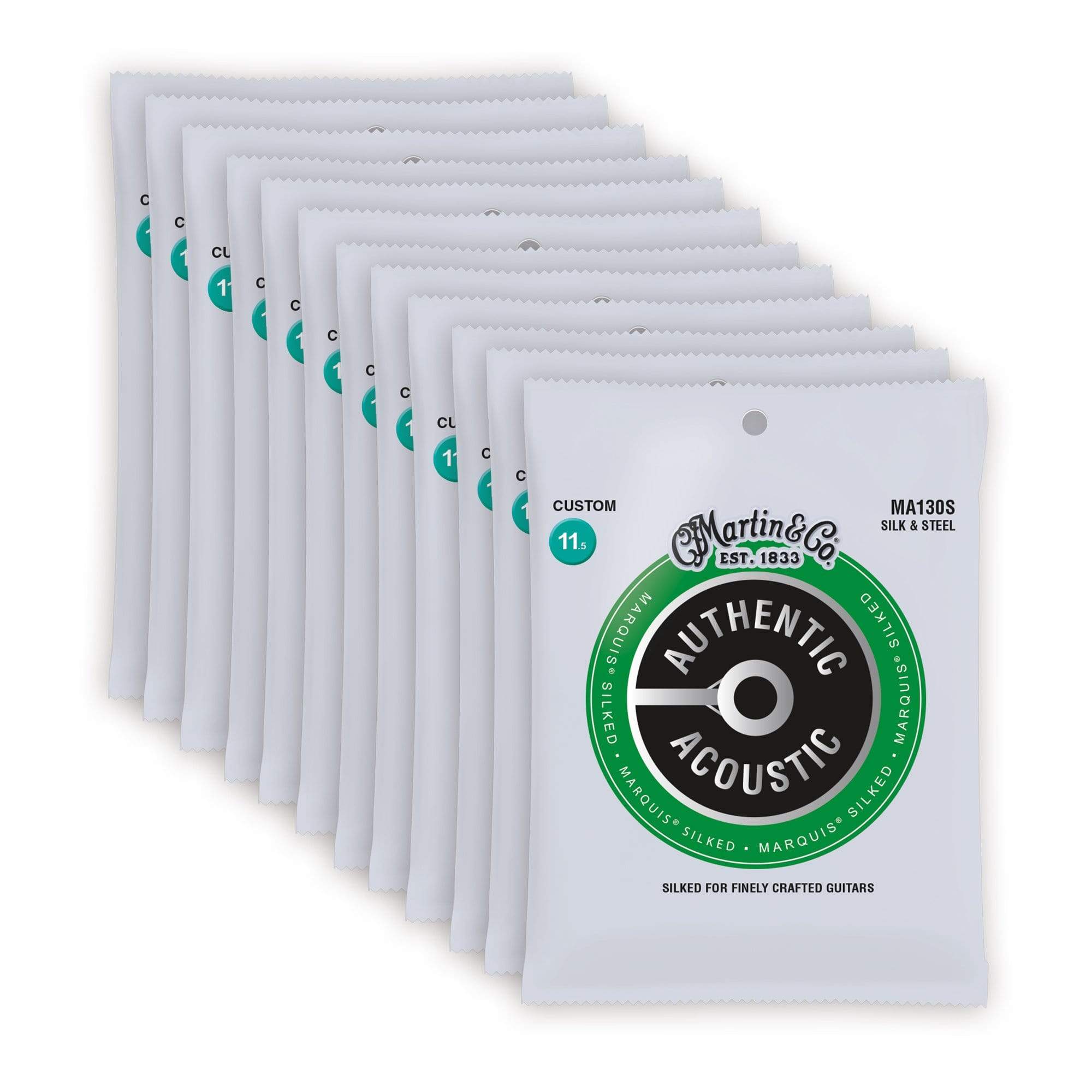 Martin MA130S Authentic Acoustic Marquis Silked Silk & Steel Custom 11.5-47 12 Pack Bundle Accessories / Strings / Guitar Strings