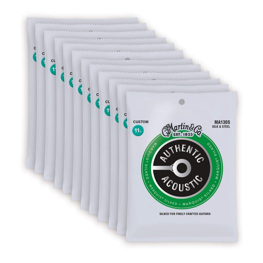 Martin MA130S Authentic Acoustic Marquis Silked Silk & Steel Custom 11.5-47 12 Pack Bundle Accessories / Strings / Guitar Strings