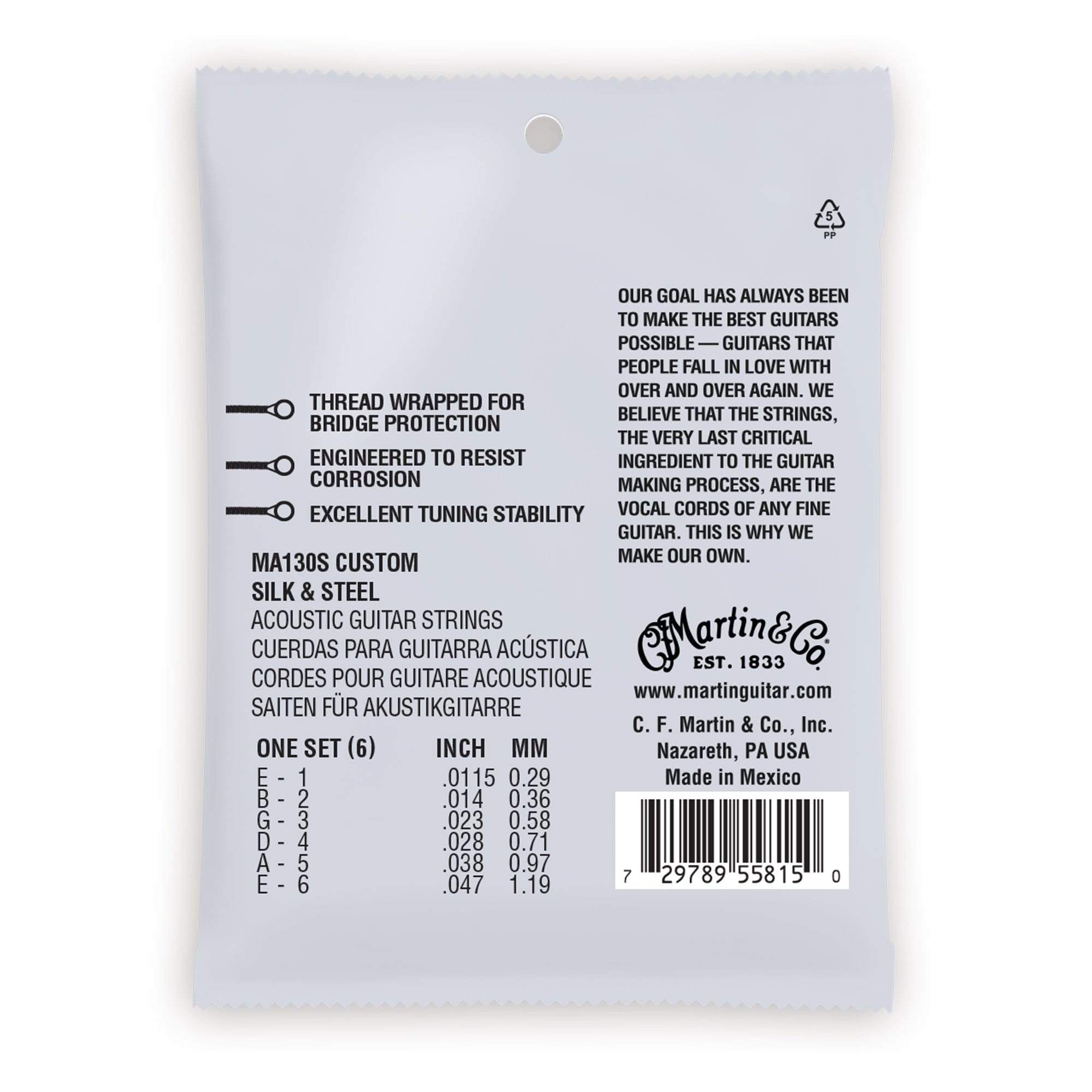 Martin MA130S Authentic Acoustic Marquis Silked Silk & Steel Custom 11.5-47 Accessories / Strings / Guitar Strings