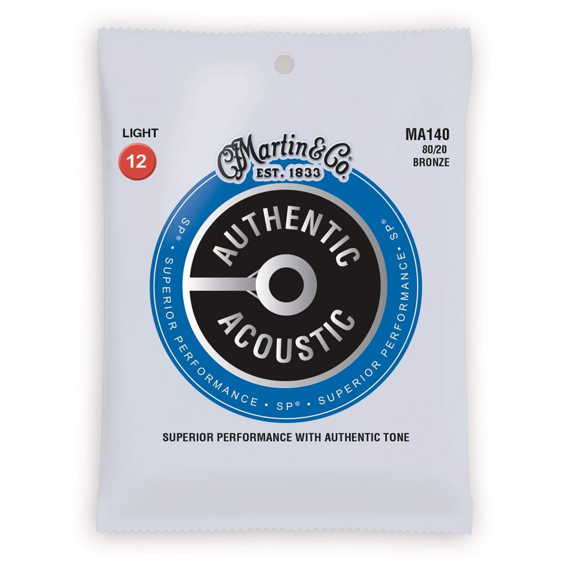 Martin MA140 Authentic Acoustic SP 80/20 Bronze Light 12-54 Accessories / Strings / Guitar Strings