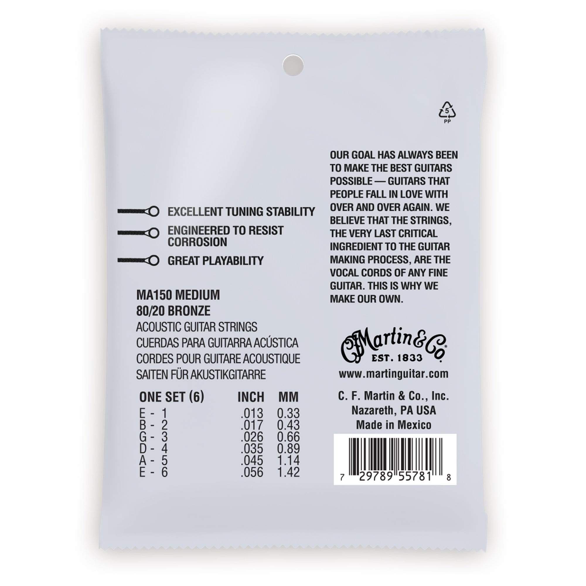 Martin MA150 Authentic Acoustic SP 80/20 Bronze Medium 13-56 Accessories / Strings / Guitar Strings