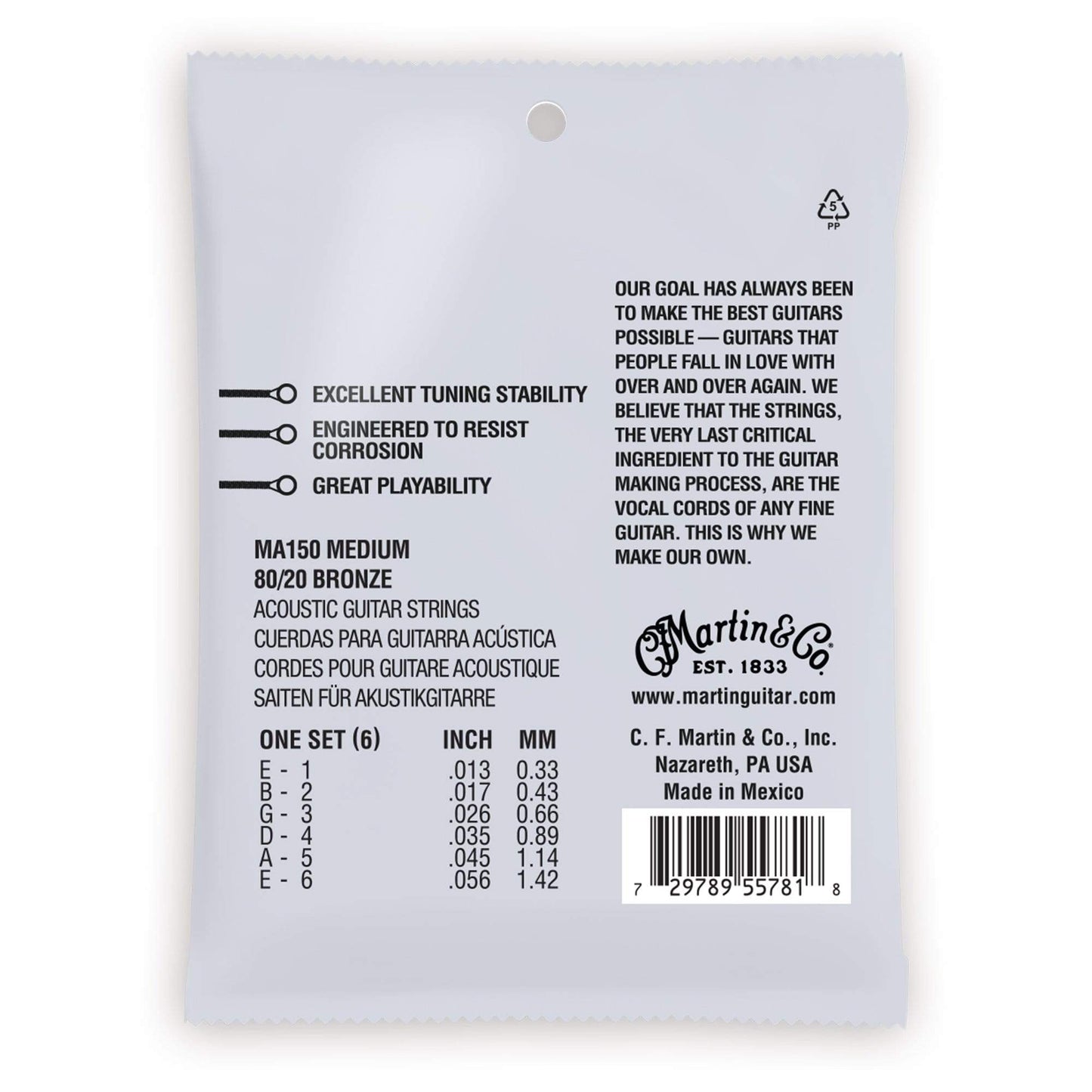 Martin MA150 Authentic Acoustic SP 80/20 Bronze Medium 13-56 Accessories / Strings / Guitar Strings