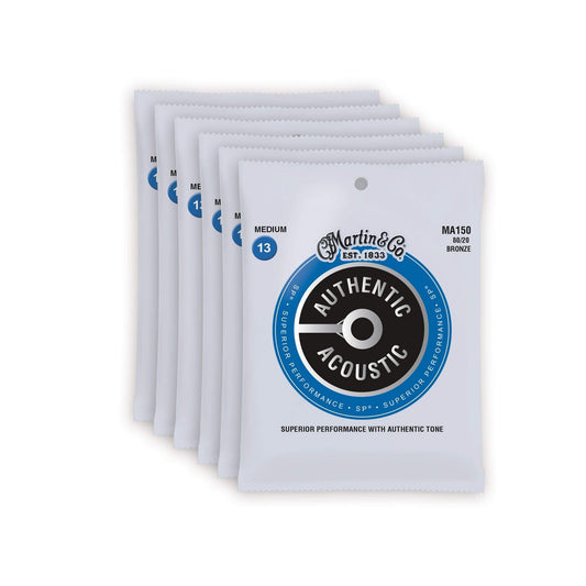 Martin MA150 Authentic Acoustic SP 80/20 Bronze Medium 13-56 (6-Pack Bundle) Accessories / Strings / Guitar Strings