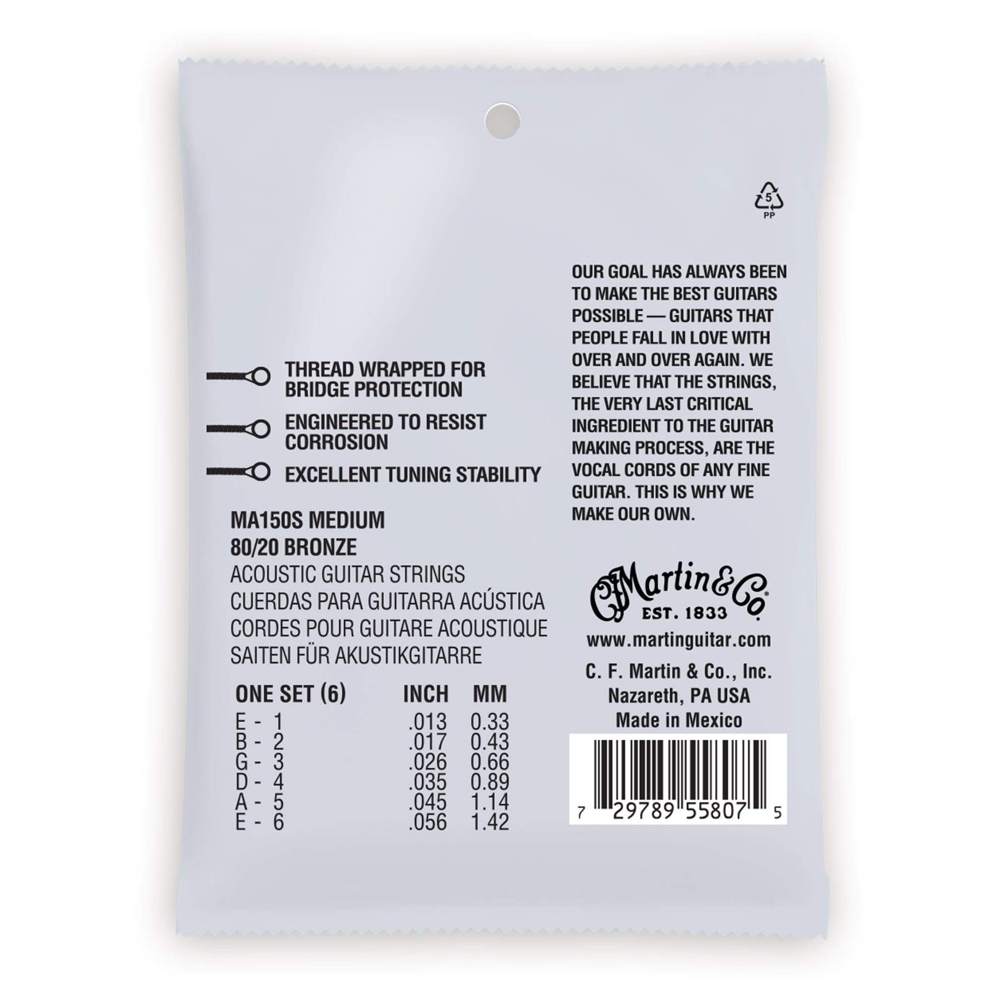 Martin MA150S Authentic Acoustic Marquis Silked 80/20 Bronze Medium 13-56 Accessories / Strings / Guitar Strings