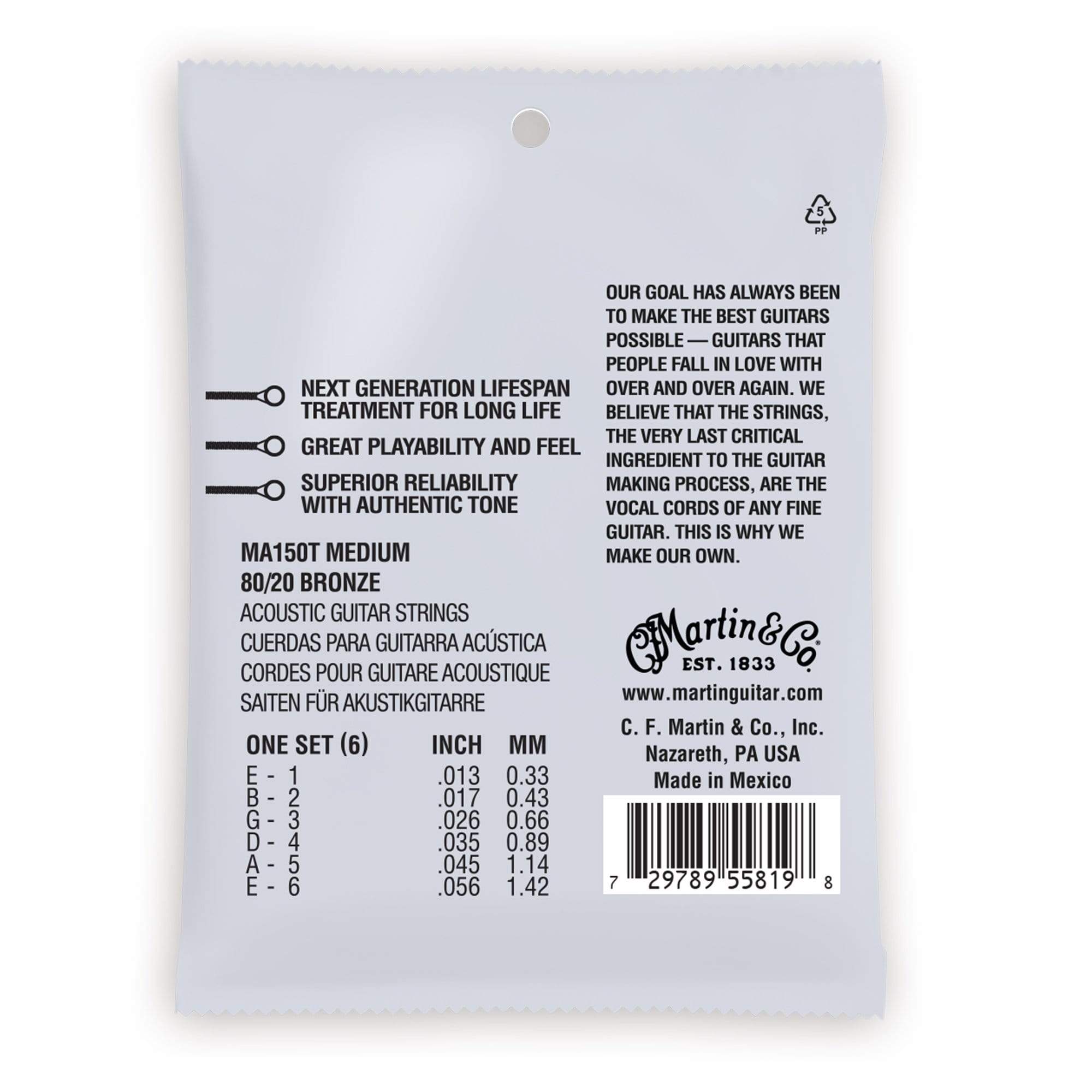 Martin MA150T Authentic Acoustic Lifespan 2.0 80/20 Bronze Medium 13-56 Accessories / Strings / Guitar Strings