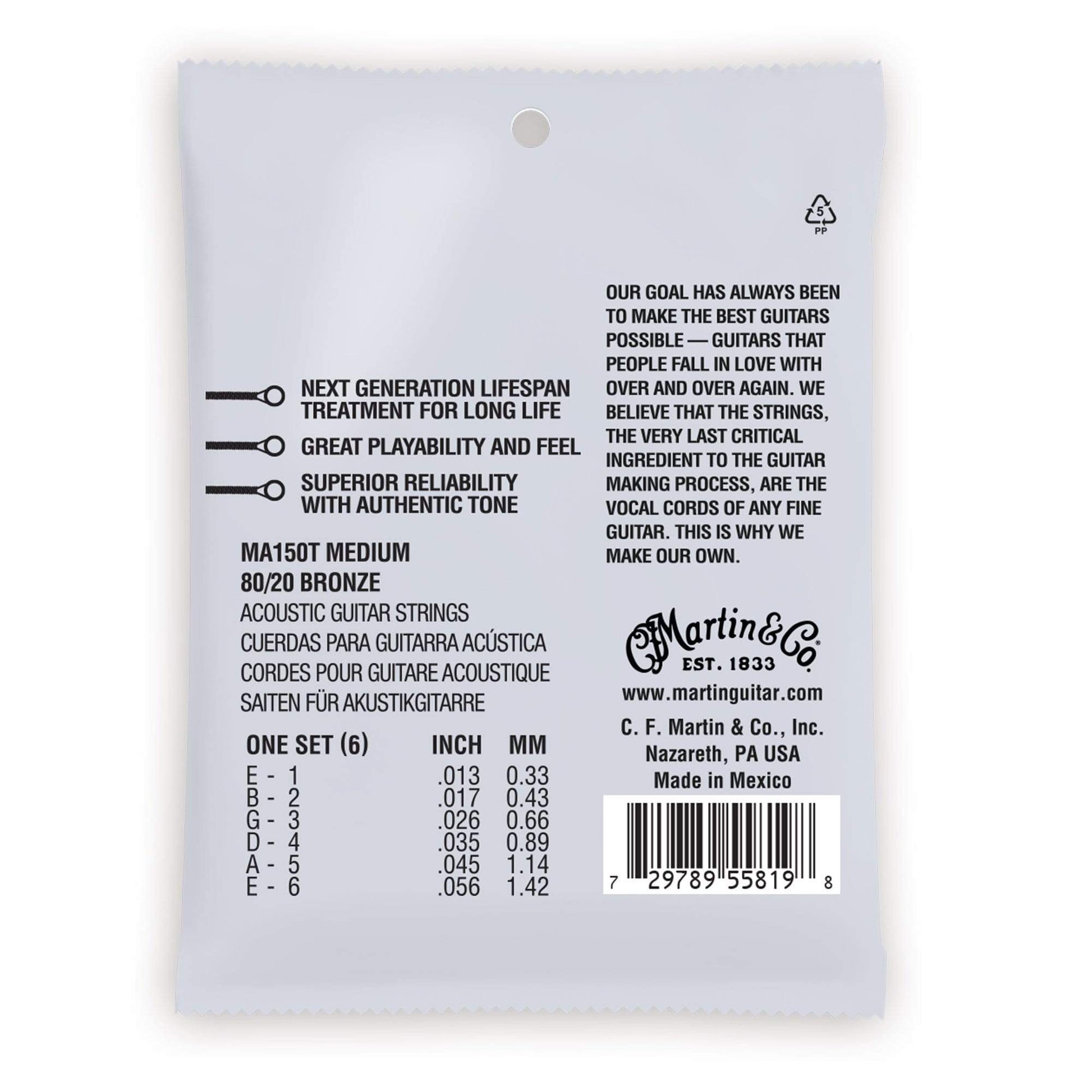 Martin MA150T Authentic Acoustic Lifespan 2.0 80/20 Bronze Medium 13-56 Accessories / Strings / Guitar Strings