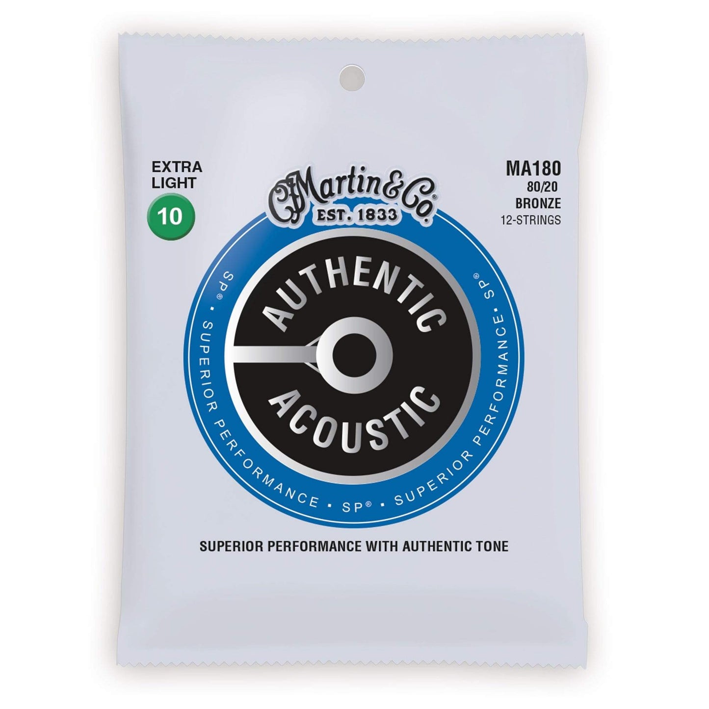 Martin MA180 Authentic Acoustic SP 80/20 Bronze Extra Light 12-String 10-47 Accessories / Strings / Guitar Strings