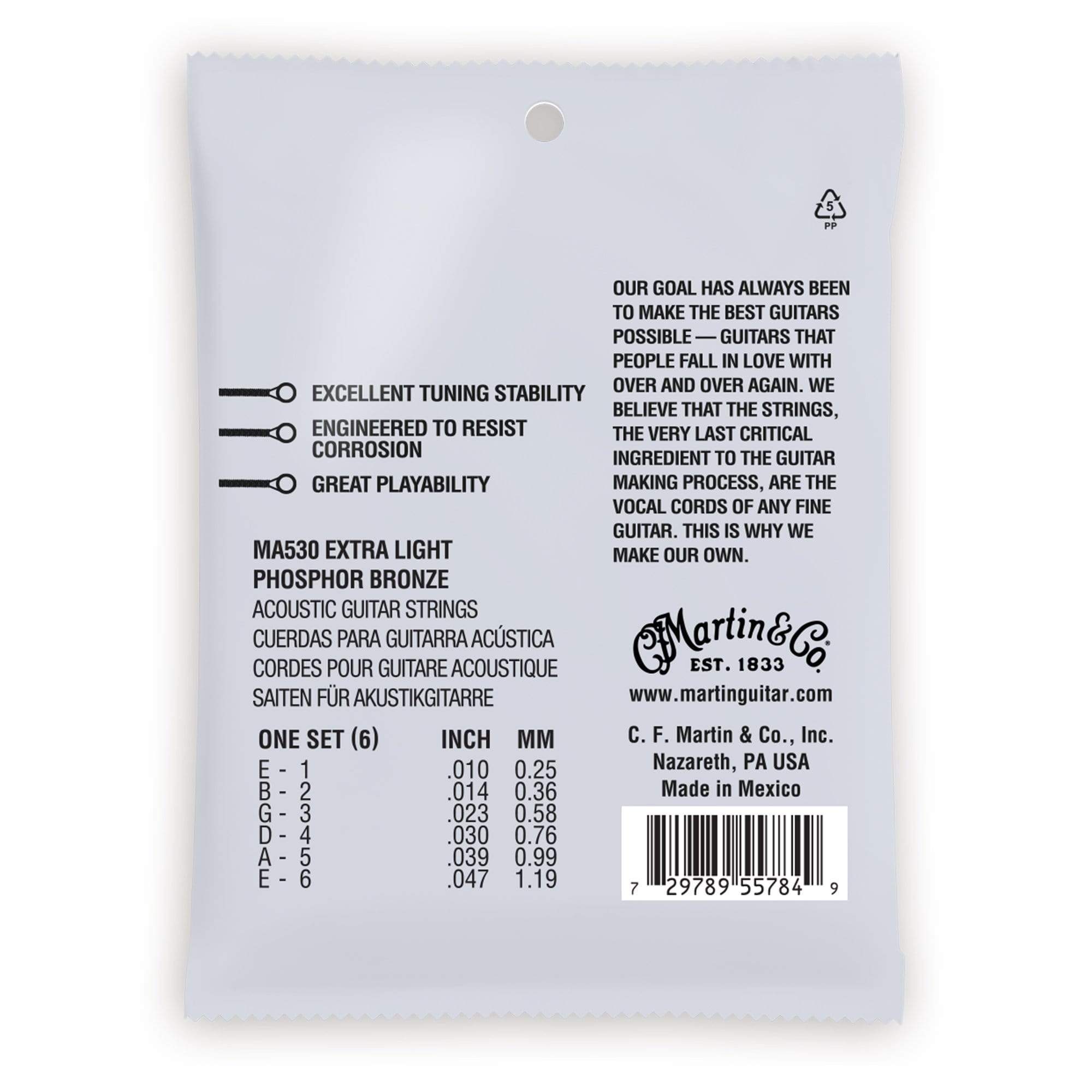 Martin MA530 Authentic Acoustic SP 92/8 Phosphor Bronze Extra Light 10-47 Accessories / Strings / Guitar Strings