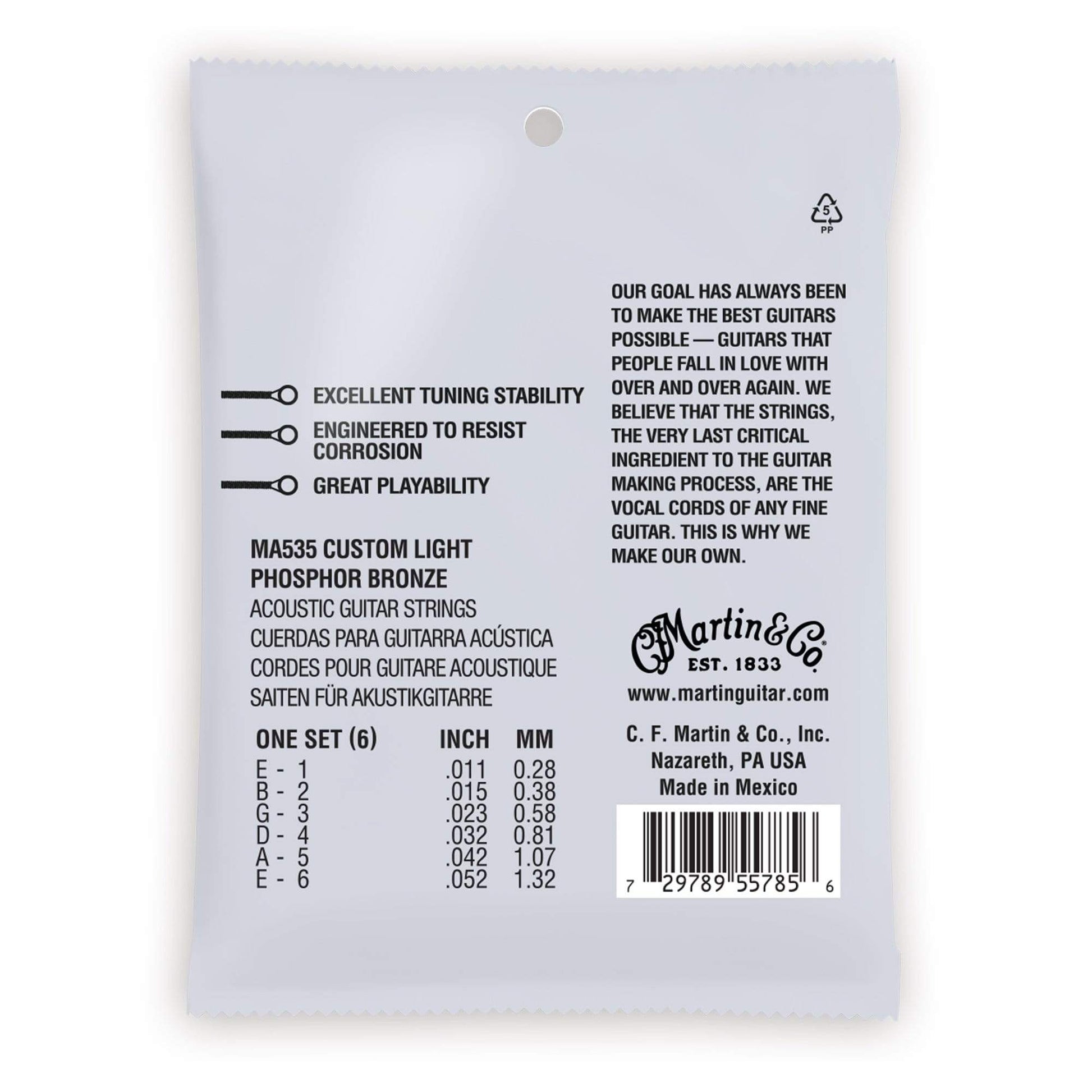 Martin MA535 Authentic Acoustic SP 92/8 Phosphor Bronze Custom Light 11-52 Accessories / Strings / Guitar Strings