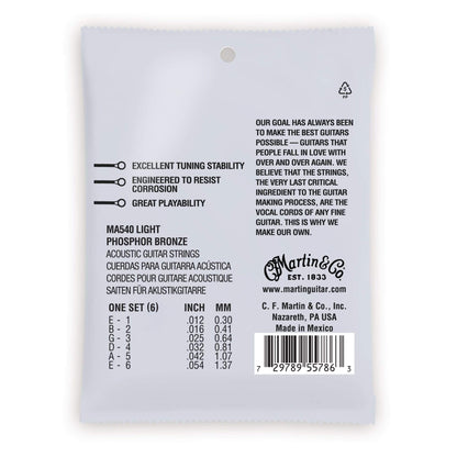 Martin MA540 Authentic Acoustic SP 92/8 Phosphor Bronze Light 12-54 Accessories / Strings / Guitar Strings