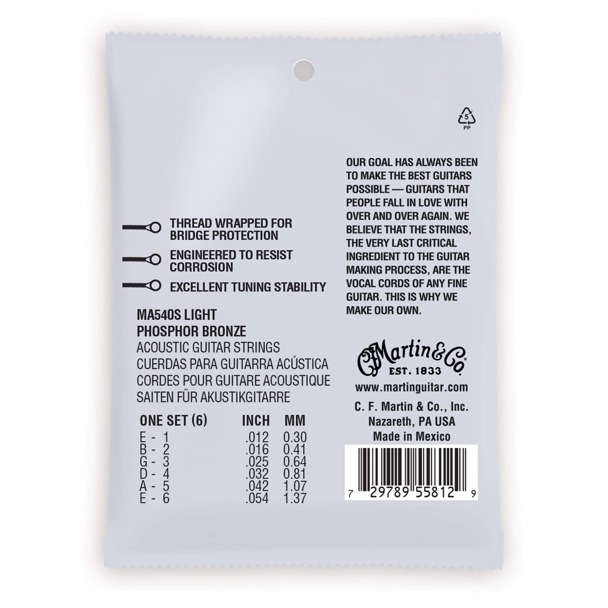 Martin MA540S Authentic Acoustic Marquis Silked 92/8 Phosphor Bronze Light 12-54 Accessories / Strings / Guitar Strings