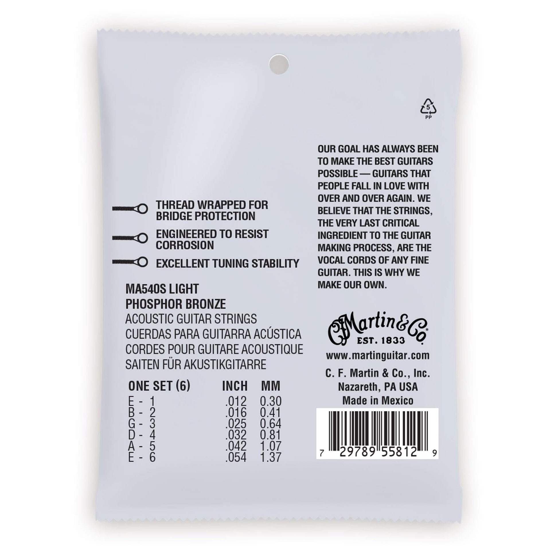 Martin MA540S Authentic Acoustic Marquis Silked 92/8 Phosphor Bronze Light 12-54 Accessories / Strings / Guitar Strings
