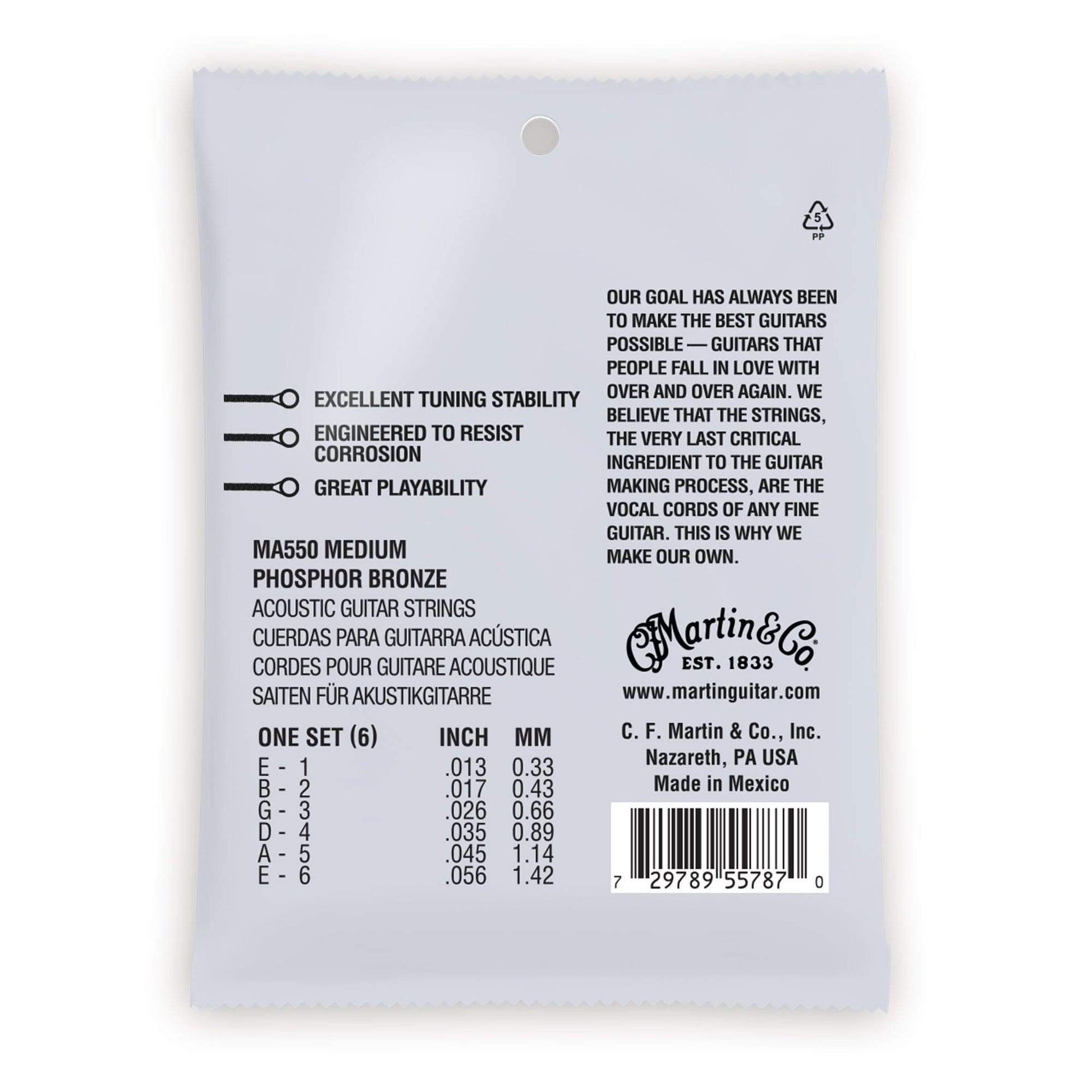 Martin MA550 Authentic Acoustic SP 92/8 Phosphor Bronze Medium 13-56 Accessories / Strings / Guitar Strings