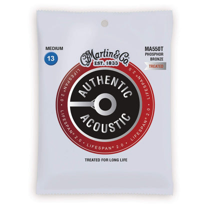 Martin MA550T Authentic Acoustic Lifespan 2.0 92/8 Phosphor Bronze Medium 13-56 Accessories / Strings / Guitar Strings