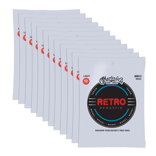Martin Retro Acoustic MM12 Monel Nickel Light 12-54 12 Pack Bundle Accessories / Strings / Guitar Strings