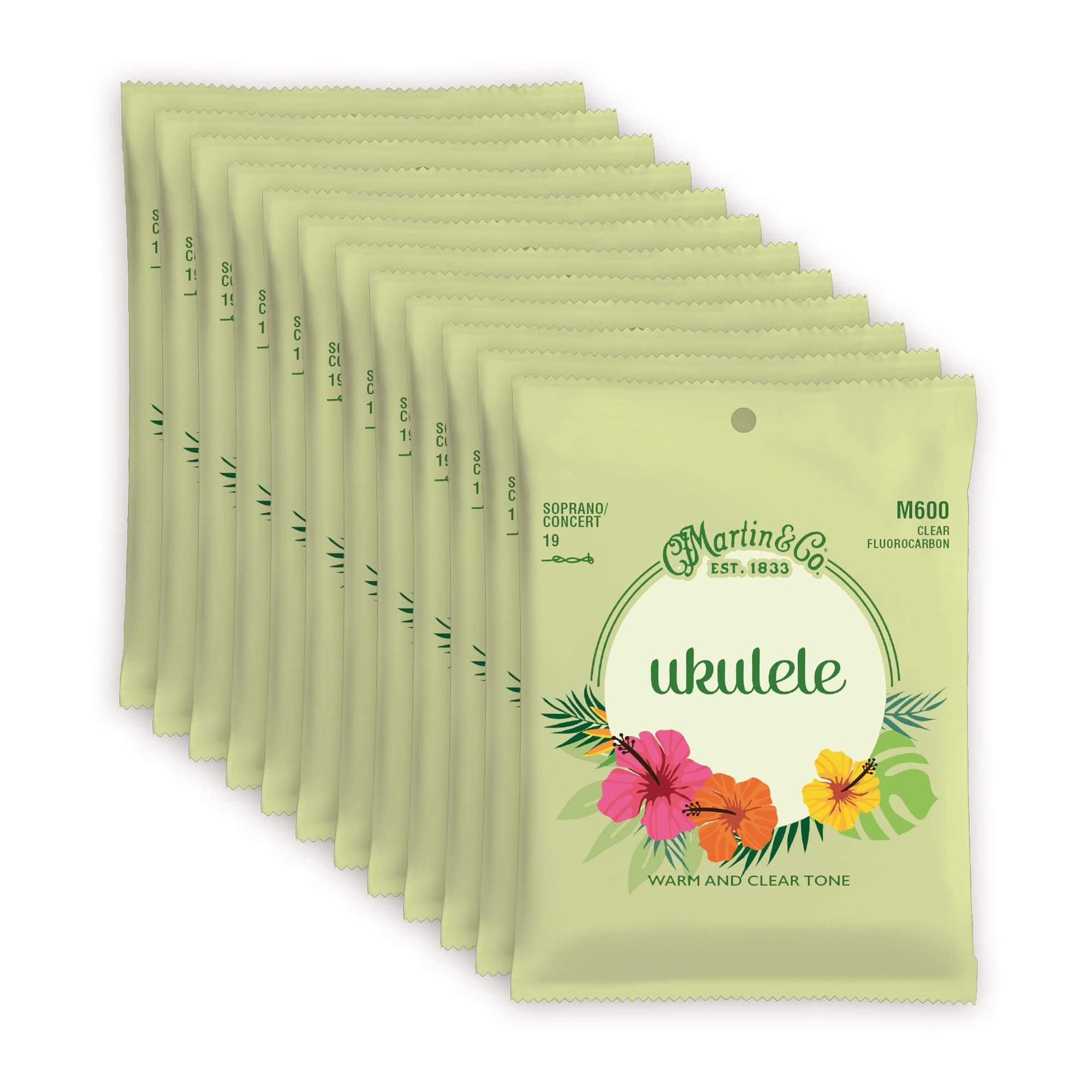 Martin M600 Fluorocarbon Ukulele Soprano/Concert Strings 12 Pack Bundle Accessories / Strings / Ukulele Strings