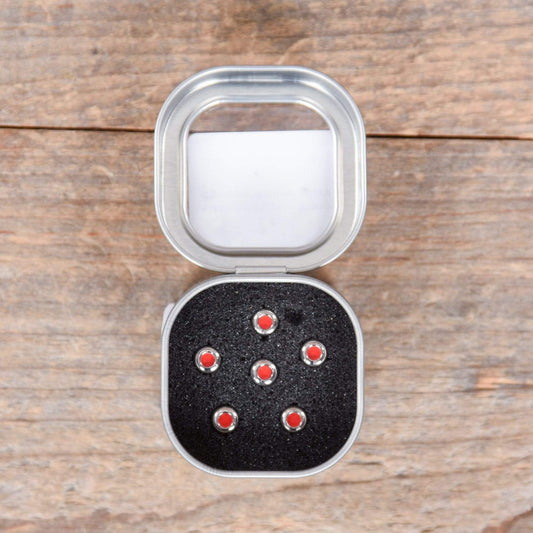 Luxe by Martin Bridge Pins Chrome w/Red Inlay Parts / Guitar Parts / Bridges