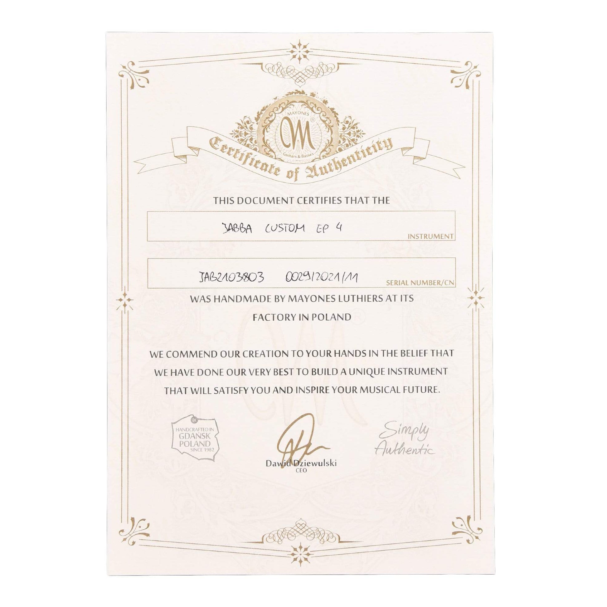 Mayones Jabba Custom 4-String Eye Poplar Natural Gloss Bass Guitars / 4-String