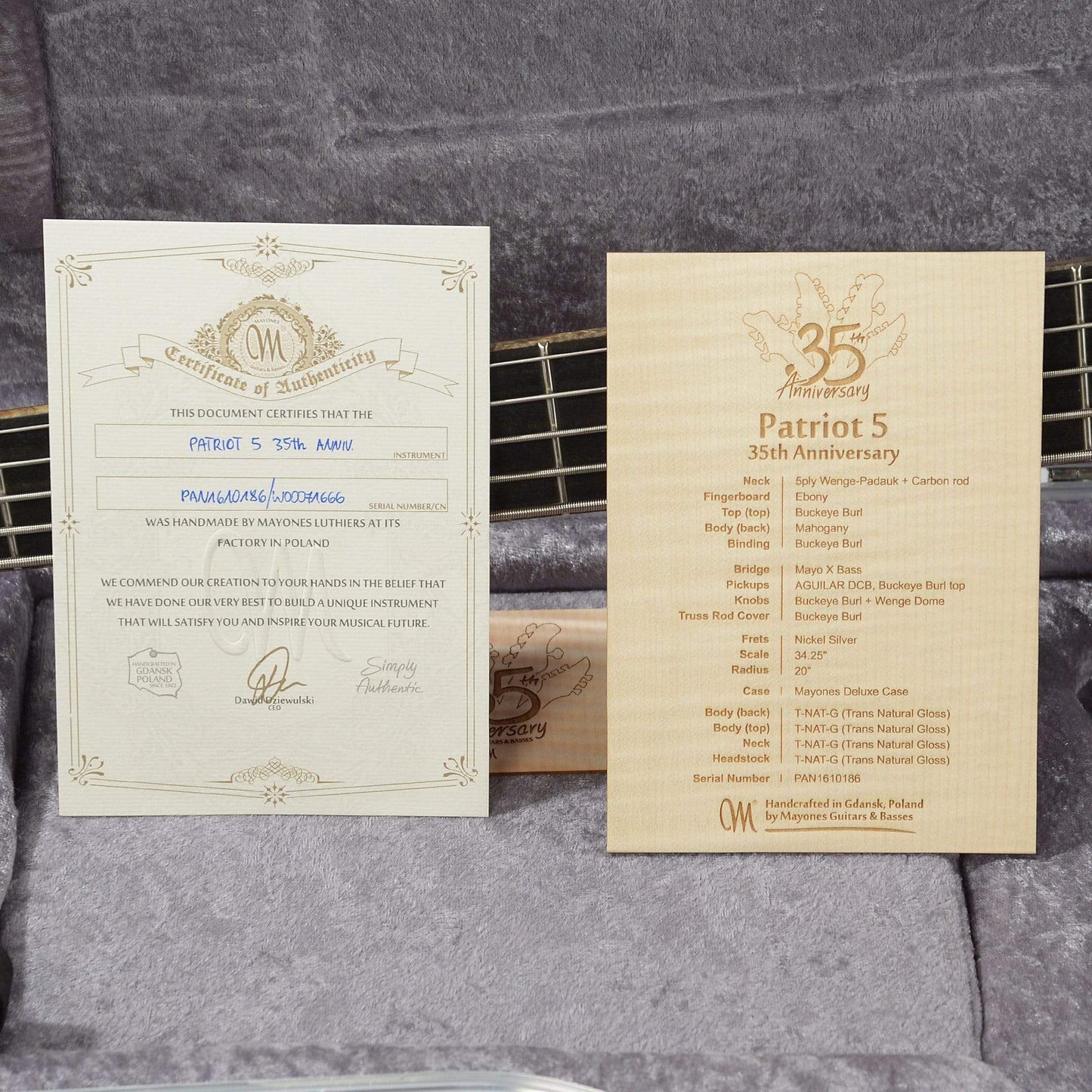 Mayones Patriot 5 35th Anniversary Buckeye Burl Bass Guitars / 5-String or More