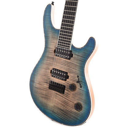 Mayones Regius 7-String Jeans Black 2-Tone Blue Burst Gloss Electric Guitars / Solid Body