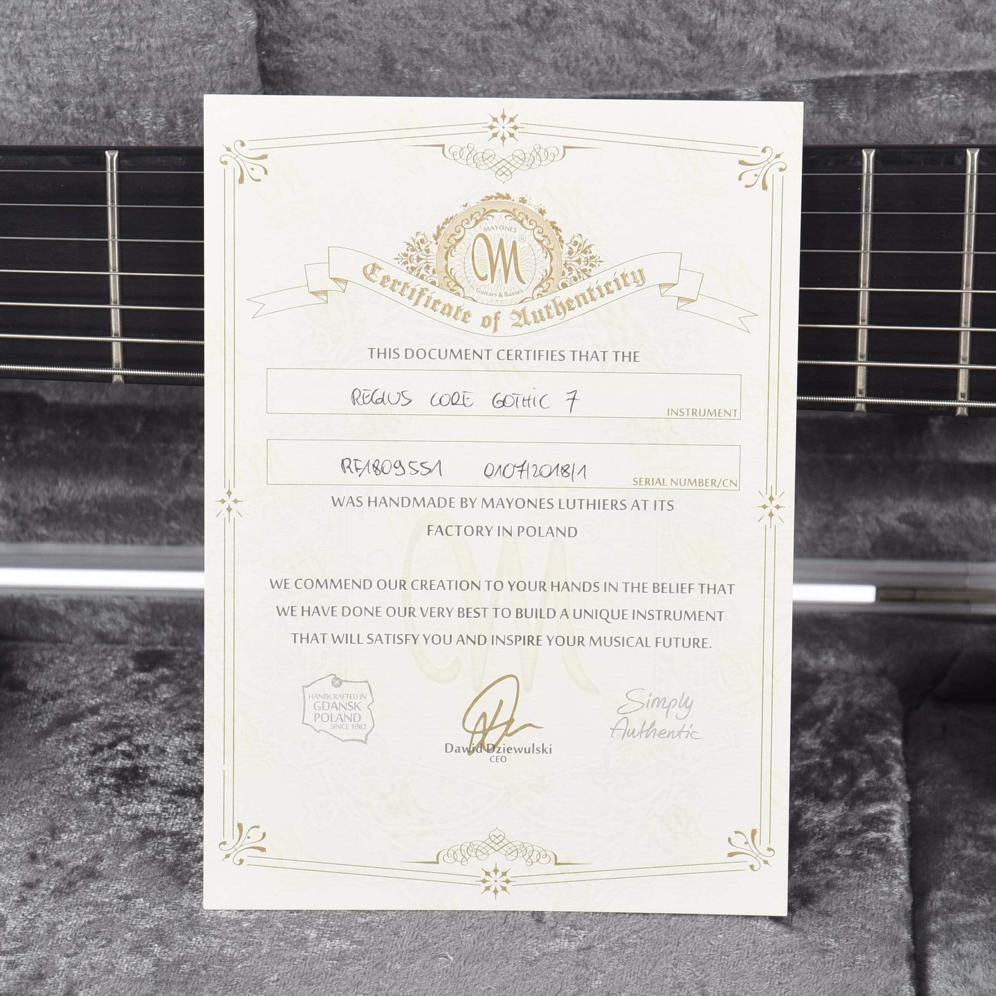 Mayones Regius Core Gothic 7-String Black w/Seymour Duncan JB/Jazz Electric Guitars / Solid Body