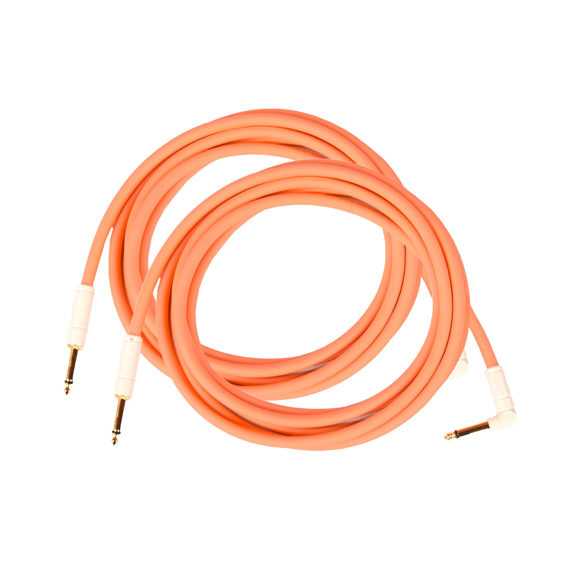 Fender Deluxe Instrument Cable Pacific Peach 18.6' Angle-Straight 2 Pack Bundle