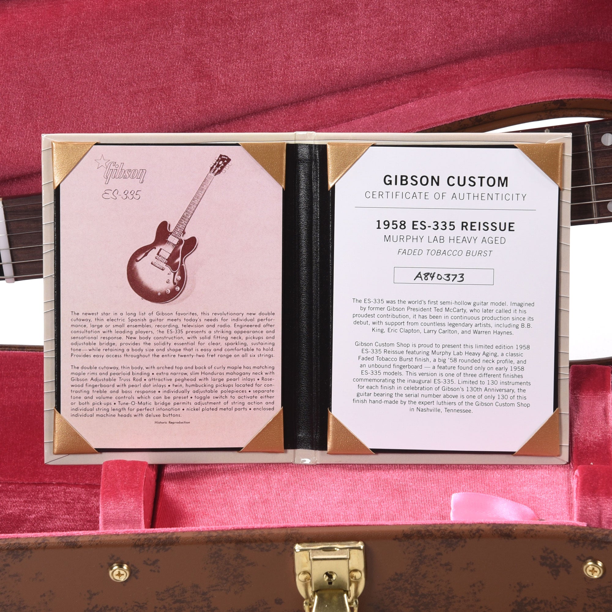 Gibson Custom Shop Limited Edition 1958 ES-335 Murphy Lab Heavy Aged Faded Tobacco Burst