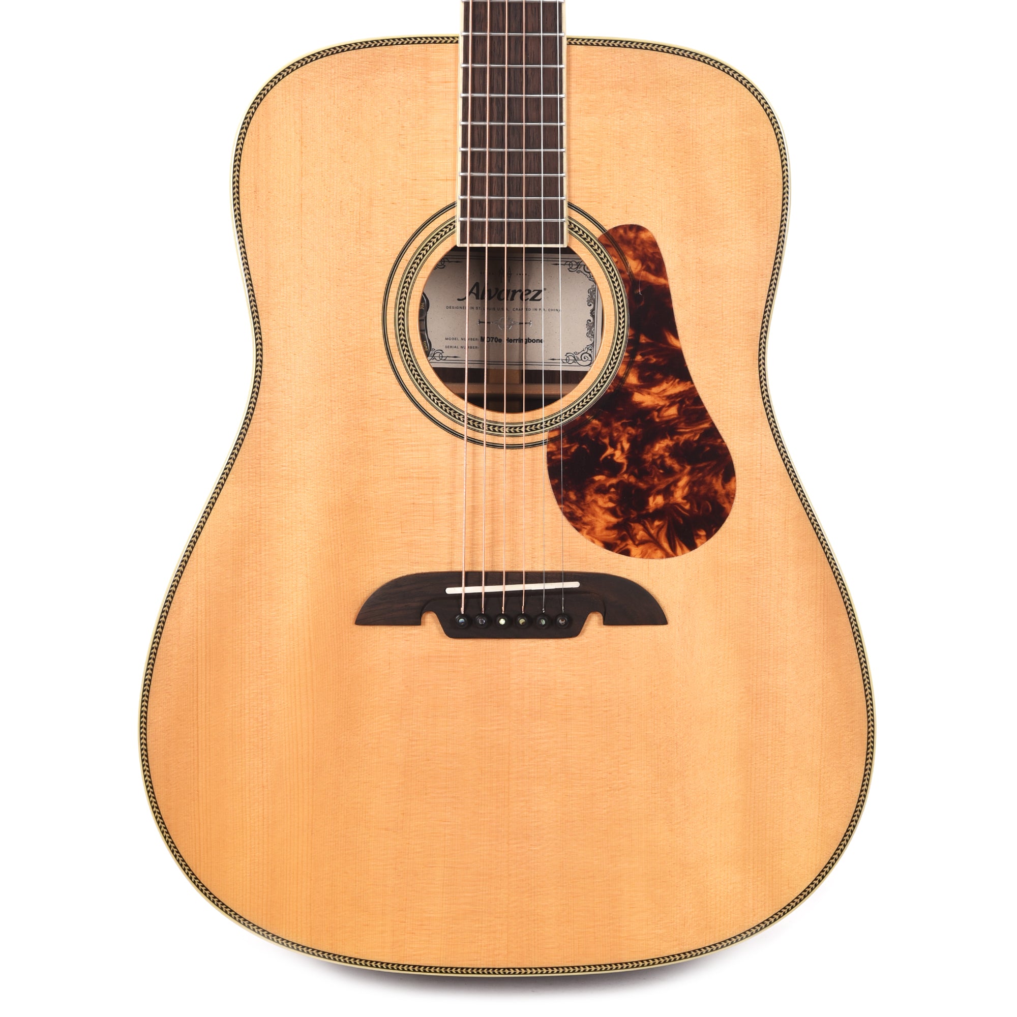 Alvarez MD70e Masterworks Dreadnought Solid AAA Sitka Spruce/Solid East Indian Rosewood Natural w/Herringbone