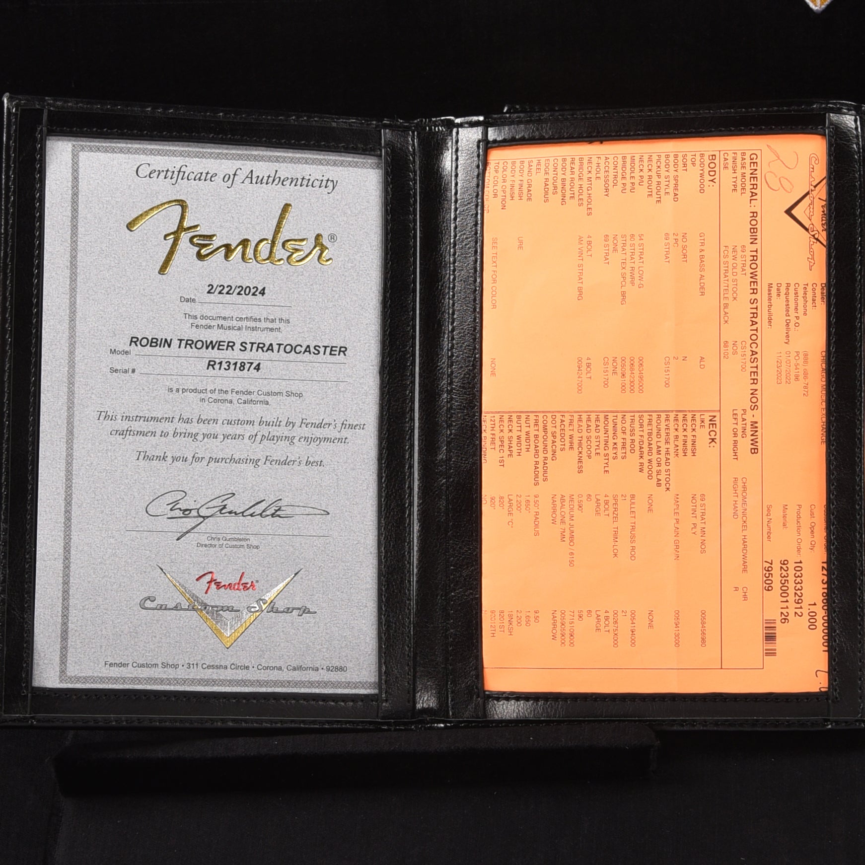 Fender Custom Shop Artist Robin Trower Signature Stratocaster Midnight Wine Burst