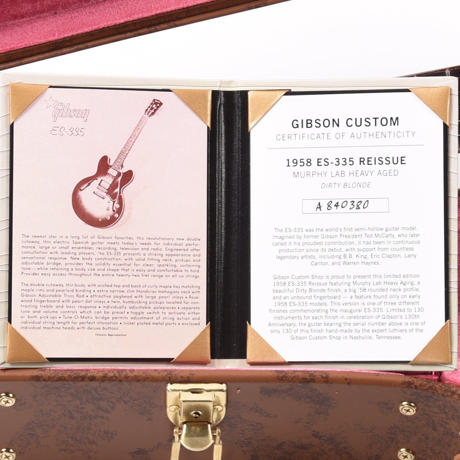 Gibson Custom Shop Limited Edition 1958 ES-335 Murphy Lab Heavy Aged Dirty Blonde